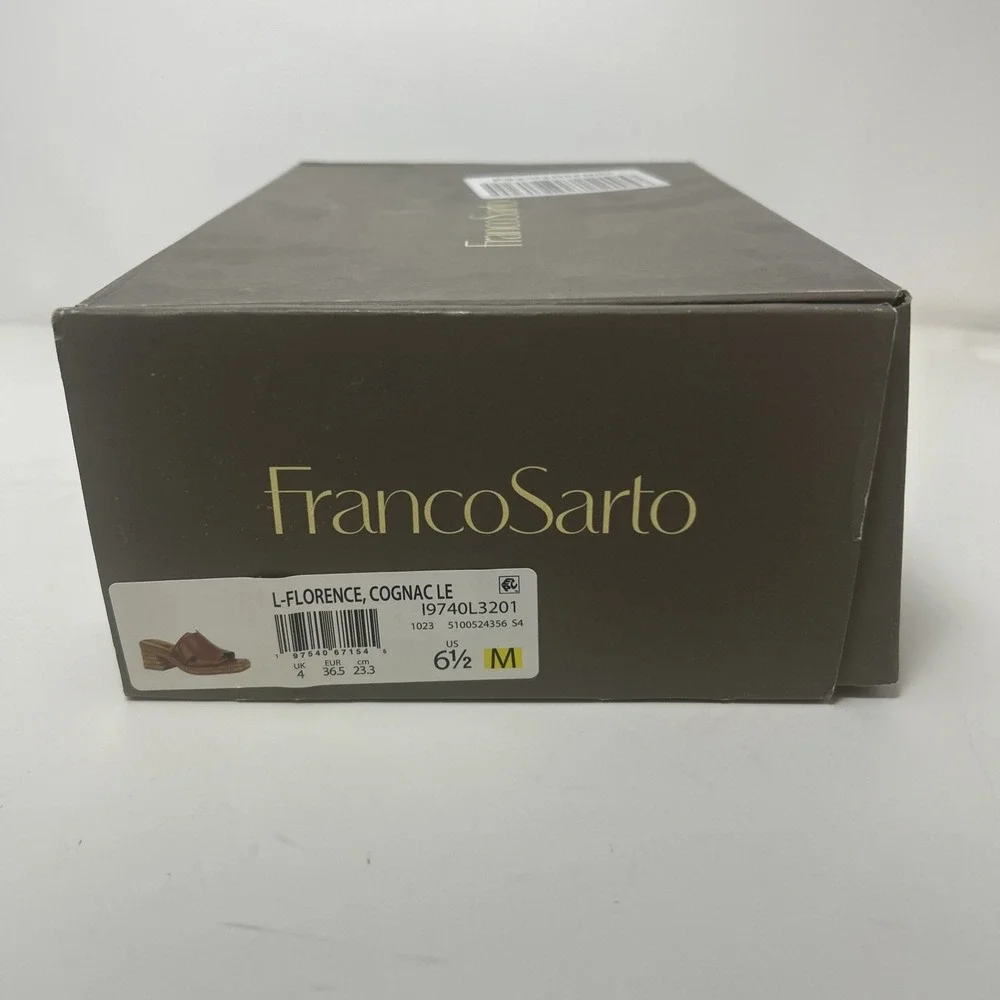 Franco Sarto Florence Heeled Slide Sandals Cognac Leather Women's 6.5 M